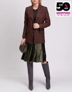 RRP €150 8 Linen Blazer Jacket Size 42 / M Brown Double Breasted Made in Italy - Picture 1 of 9
