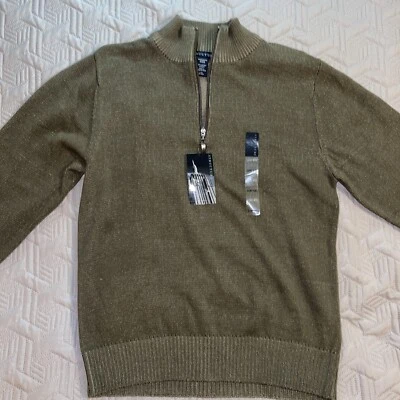 Men's Structure 1/4 Zip Pull Over Sweater Olive Size Large New With Tags - Image 1 of 4