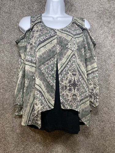 Top donna ALYX piccolo manica 3 4 spalle fredde a strati spacco davanti chiffon