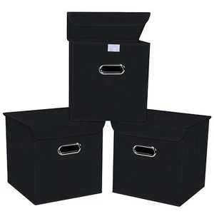 Fabric Storage Cube Bins With Lids Closet Organizers Collapsible Storage Bins Ba - Picture 1 of 7