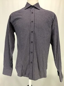 Camisa a Cuadros Bugatchi Uomo Manga Larga Botón Frontal Púrpura/Gris Para Hombre Grande - Imagen 1 de 7