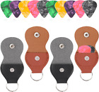 4 Pcs Guitar Pick Holder Keychain Leather Guitar Plectrum Key Fob Cases Bag with