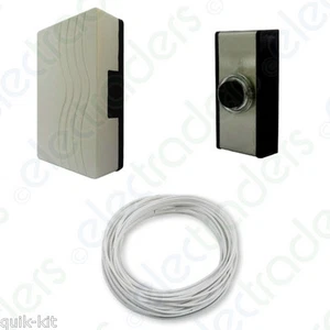 Door Chime with Built In Transformer + Bell Push (Chrome / Black) + Wire Kit - Picture 1 of 4