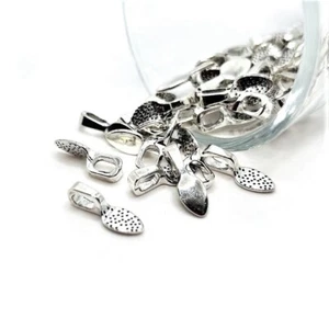 4, 20 or 50 BULK pcs Silver Glue On Leaf Bail for Pendants - US Seller - AS782 - Picture 1 of 4