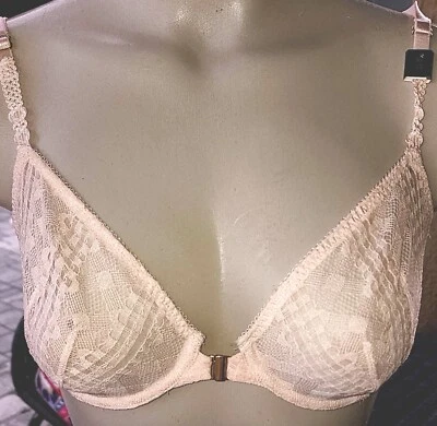 Sujetador Victorias Secret Raro De Colección 34C 🍑 Melocotón Encaje Cierre Frontal Sin Forro  Foto 1 de 2