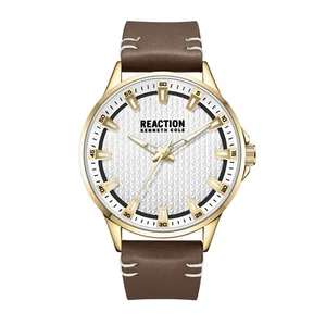 Kenneth Cole Reaction Men's Watch With Genuine Leather Strap KRWGA2187801 - Picture 1 of 2