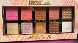 BEAUTY TREATS ALL IN ONE FACE BLUSH&CONTOUR,BRONZER,HIGHLIGHT ,SETTING POWDERNIB - Picture 1 of 4