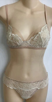 La Perla 米色蕾丝文胸和蕾丝 Tanga Poesia 底部全新尺寸 S/XS — 第 1/4 张图片