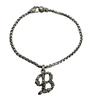 JAI by John Hardy Sterling Silver Box Chain Bracelet with Letter B Charm 7.5 In - Image 1 of 4