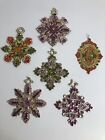 Antique Paper And Rhinestone SNOWFLAKE Ornaments Set Of 6