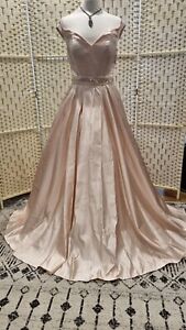 Blush Pink Satin Prom Gown Size 12. Preloved