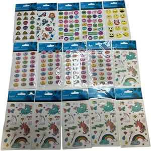Sandy Lion Stickers Unicorn, Puffy Donuts, Puffy Poop, Face, Mermaid Lot of 15 - Picture 1 of 2