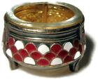 Russian Cloisonne Red Enamel Gold Plated Salt Cellar with Glass Insert