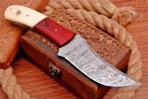 Maßgeschneiderte handgefertigte Damaststahl Jagdmesser Fix Klinge Full Tang Geschenk für ihn JW - Bild 1 von 4