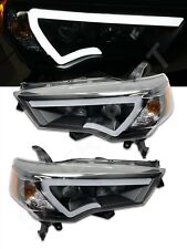 Pair Black Projector Headlights w/ LED Light Bar for 2014-2020 Toyota 4Runner