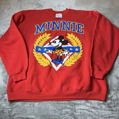 Disney Минни-Маус толстовка женщин размер XL красный длинным рукавом логотип винтажный - Изображение 1 из 4