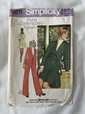 5811 Vintage Simplicity Sewing Pattern Misses Jacket Pants Skirt  Size 12 - Image 1 of 3