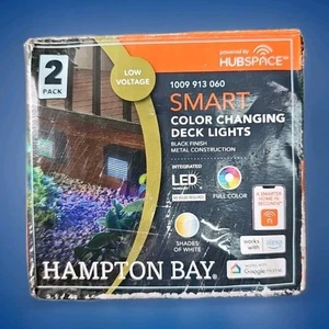 2 PACK- Hampton Bay Hubspace Smart Color Change Deck Lights 1009-913-060 Black  - Picture 1 of 8