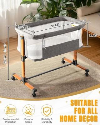 Cuna de bebé, moisés mecedor para bebé, moisés de bebé cabecera para dormir, ajuste Foto 1 de 4