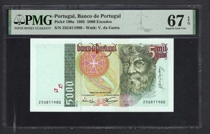 Portugal 5000 Escudos 05-01-1995 P190a Uncirculated Grade 67 - Picture 1 of 2
