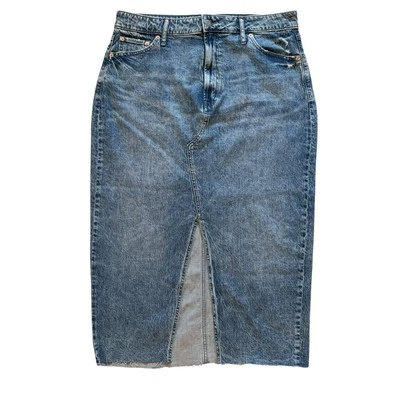 Gap Denim Midi Pencil Jean Skirt Size 16 Tall 33T Light Wash Front Slit Washwell - Image 1 of 4