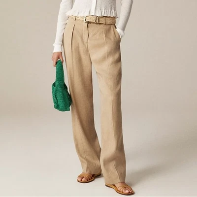 J.Crew Portia Pants WMNS Plus Size 20 Gold Honey Khaki Herringbone Linen Blend - Image 1 of 4