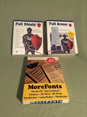 Vintage 90s Windows Software Lot More Fonts Pc Protection Full Armor & Shield - Image 1 of 4