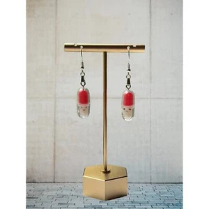 Take a Chill Pillenhaken Stil Ohrringe Krankenschwester Arzt Krankenpflege Haus Medizin Koralle - Bild 1 von 1