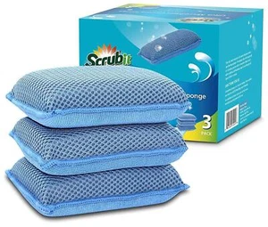 Microfiber Kitchen Sponge, Non-Scratch, Dishwashing Cleaning Sponge, 3 Pack - Picture 1 of 7