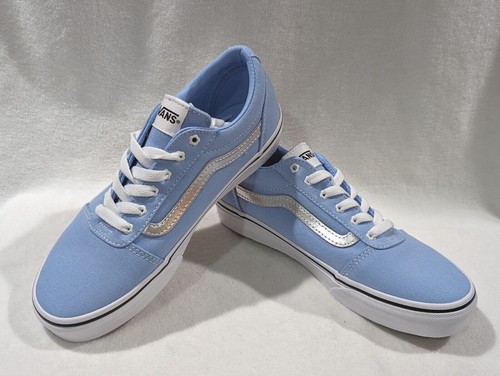 Scarpe da skate Vans Ward metallizzate bambino blu argento in tela blu argento taglia 4 nuove con etichette