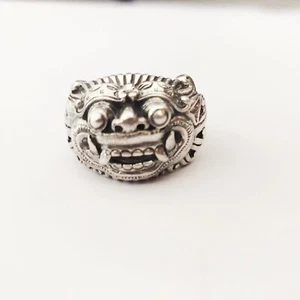 Balinese Mythology Sterling Silver 925 Barong Shape Men Ring Ethnic Handmade New - Picture 1 of 8