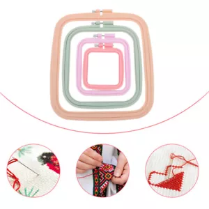 4 Pieces Square Cross Stitch Hoop Embroidery Stretch DIY Accessory Tool - Picture 1 of 11