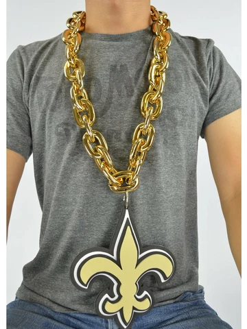 New NFL New Orleans Saints GOLD Color Fan Chain Necklace Foam Cover