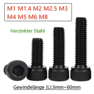 Stahl Zylinderschrauben Innensechskant Metrisch M1 M1.4 M2 M2.5 M3 M4 M5 M6 M8 - Picture 1 of 89