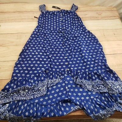 NEW New York & Company Dress Womens Extra Large Blue White Midi Cottage Ladies - Image 1 of 4
