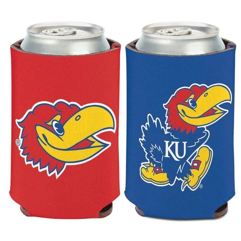 Kansas Jayhawks 12oz Two Sided Can Cooler [NEW] NCAA Coozie Koozie Beer Drink Cover