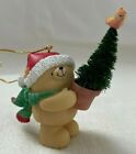 Pudgy Bear Ornament Christmas Tree Potted Bird Santa Hat Holiday Neck Scarf