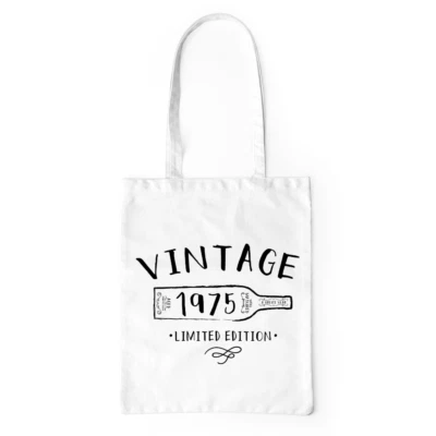 SHIRTIFIED Vintage 1975 Tote Bag 44th Birthday 44 Years Old Gift Wine Beach Canvas Bag
