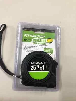 Tape Measure Pittsburgh 25 ft x 1" Quick Find Rubber Grip & Lock EZ to Read- New - Image 1 of 4