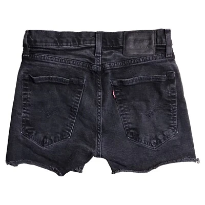 Levis Premium Shorts Womens Measured 29 Raw Hem Cut Off Denim Jean Black Skinny - Image 1 of 4