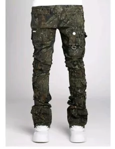 Guapi Men's Tactical Stacked Denim Jeans Camo Size 30 New $180 - Picture 1 of 10