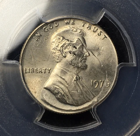 1976 Lincoln Cent on Struck 10C Double Denomination Mint Error 2 Dates MS65 PCGS Cover