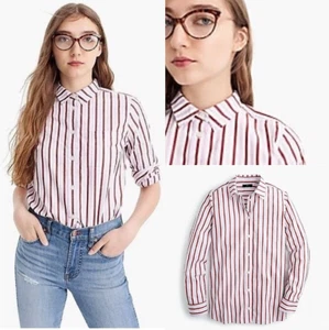 NWT J.CREW 2 Classic-fit shirt in trifecta stripe BURGUNDY/PINK H7029 - Picture 1 of 12