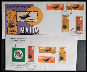 137. MALTA 1971 (02DIFF) FDC BIRDS, PLANTS - Picture 1 of 1