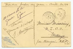 Camerún 1916 ocupación francesa, puesto de campaña censurado PPC, Yaundé, reenviado, RARO - Imagen 1 de 2