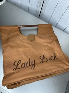 Vintage Lady Luck Wooden Top Handle Tote Burnt Orange Embroidered *READ* - Picture 1 of 8