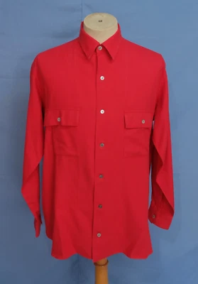 Autêntica camisa masculina Yohji Yamamoto Y's vermelha algodão/lã G/S G - Imagem 1 de 4