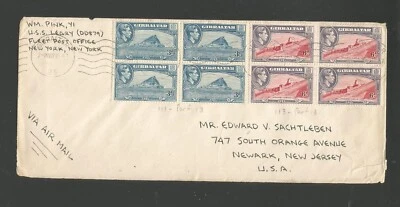 *Raro* Cubierta Gibraltar 1947 enviada desde EE. UU. Leary (DD879) Foto 1 de 2