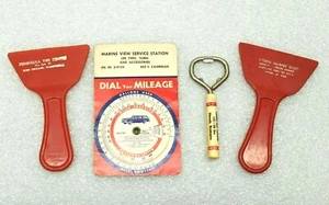 Vintage Auto Werbung Promo: Kilometerstand Zifferblatt, Öffner, Firestone Eiskratzer 4 Stück - Bild 1 von 9