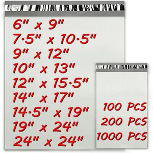 6x9 9x12 10x13 14x17 - 24x24 Poly Mailers Shipping Envelopes Self Sealing Bags - Picture 1 of 18